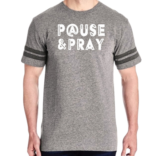 Mens Vintage Sport Graphic T-shirt Pause and Pray