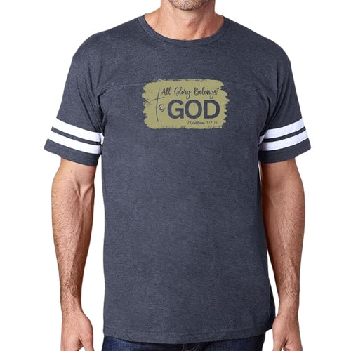 Mens Vintage Sport T-shirt All Glory Belongs to God - Olive Green