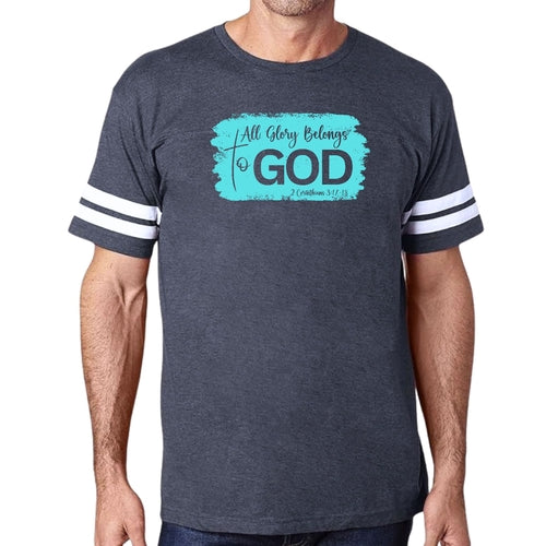 Mens Vintage Sport T-shirt All Glory Belongs to God Christian