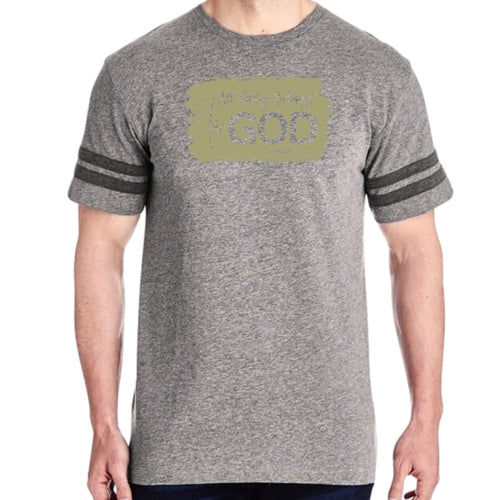 Mens Vintage Sport T-shirt All Glory Belongs to God - Olive Green