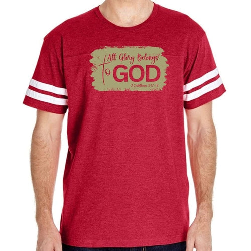 Mens Vintage Sport T-shirt All Glory Belongs to God - Olive Green
