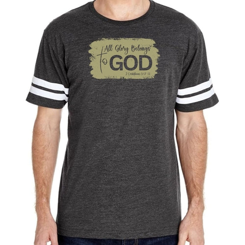 Mens Vintage Sport T-shirt All Glory Belongs to God - Olive Green