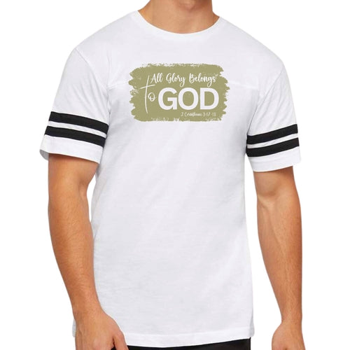 Mens Vintage Sport T-shirt All Glory Belongs to God - Olive Green