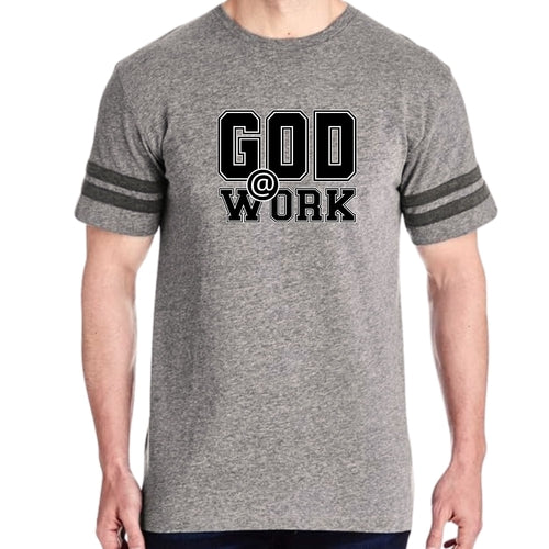 Mens Vintage Sport T-shirt God @ Work Print