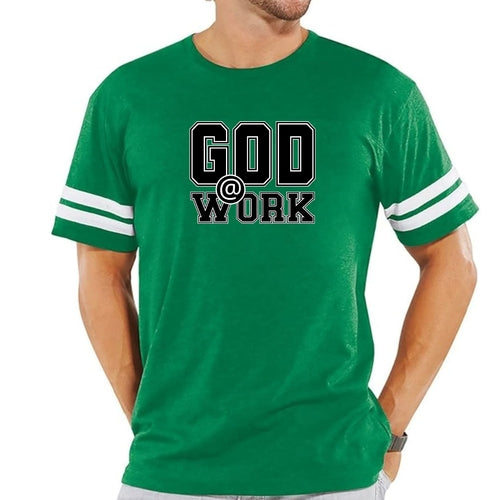 Mens Vintage Sport T-shirt God @ Work Print