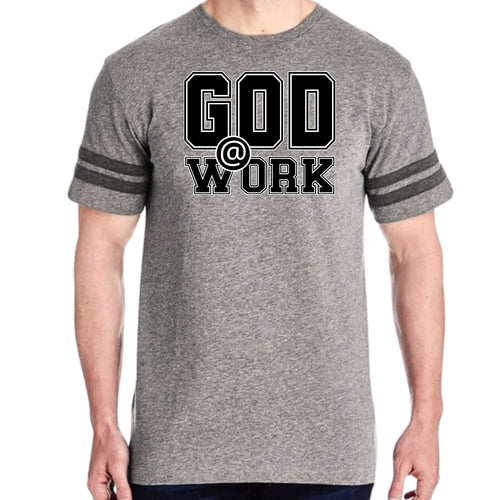 Mens Vintage Sport T-shirt God @ Work Print