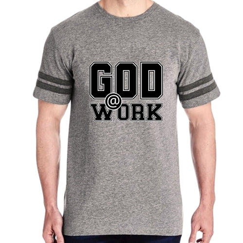 Mens Vintage Sport T-shirt God @ Work Print