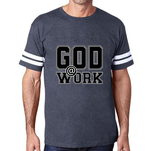 Mens Vintage Sport T-shirt God @ Work Print