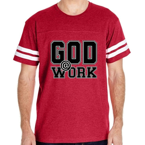 Mens Vintage Sport T-shirt God @ Work Print
