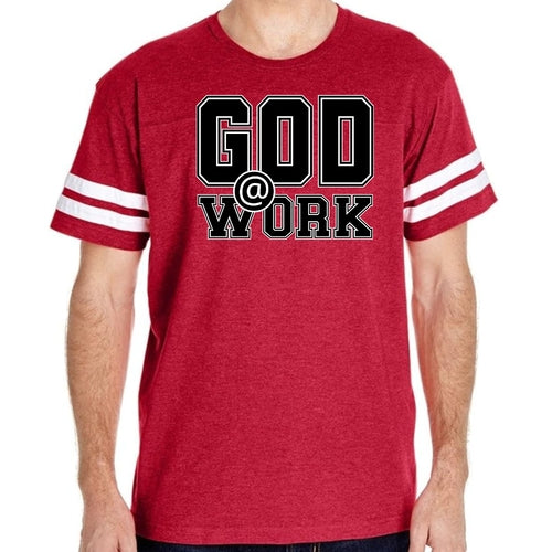 Mens Vintage Sport T-shirt God @ Work Print