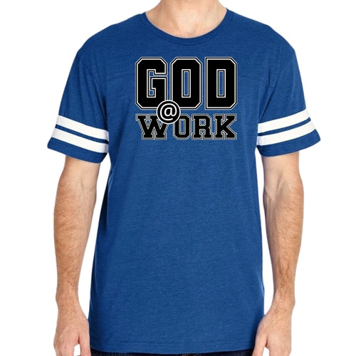 Mens Vintage Sport T-shirt God @ Work Print