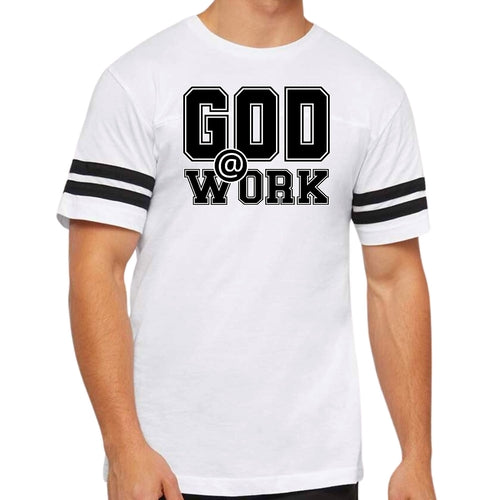 Mens Vintage Sport T-shirt God @ Work Print