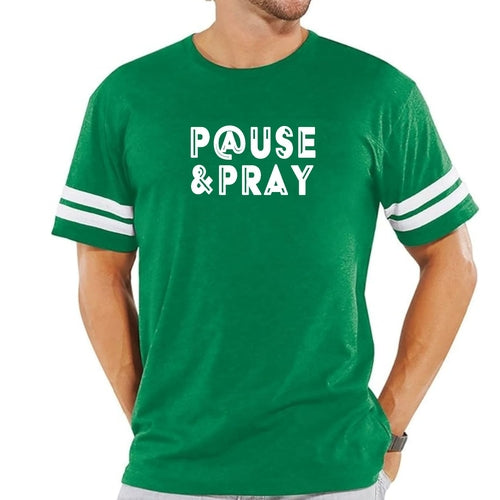 Mens Vintage Sport Graphic T-shirt Pause and Pray