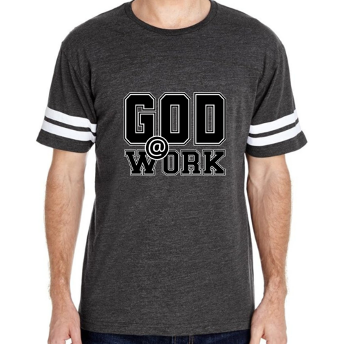 Mens Vintage Sport T-shirt God @ Work Print