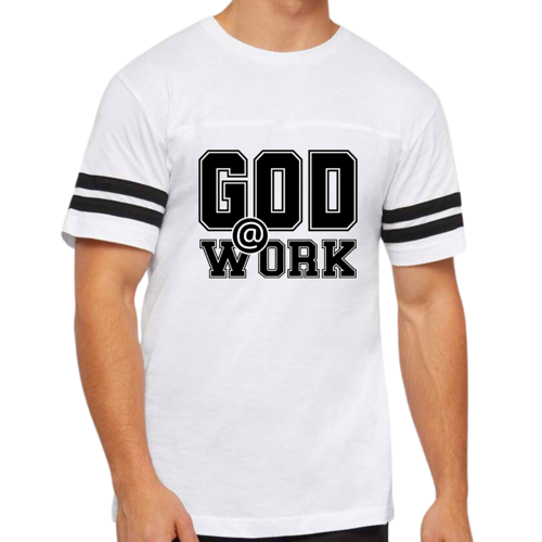 Mens Vintage Sport T-shirt God @ Work Print