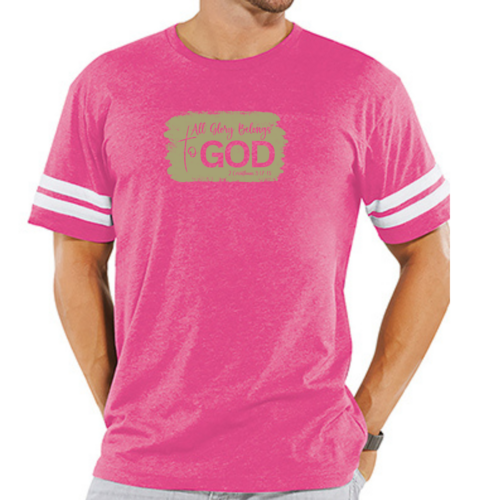Mens Vintage Sport T-shirt All Glory Belongs to God - Olive Green