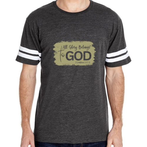 Mens Vintage Sport T-shirt All Glory Belongs to God - Olive Green