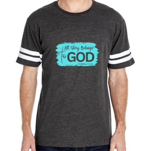 Mens Vintage Sport T-shirt All Glory Belongs to God Christian