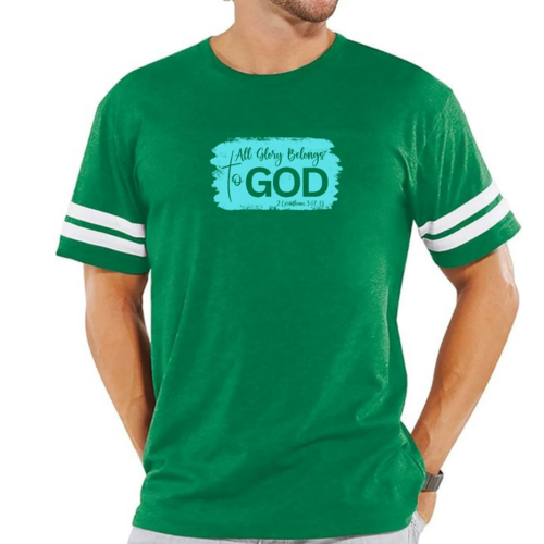 Mens Vintage Sport T-shirt All Glory Belongs to God Christian