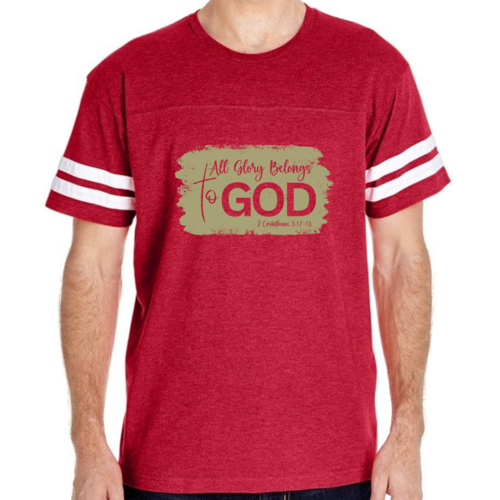 Mens Vintage Sport T-shirt All Glory Belongs to God - Olive Green