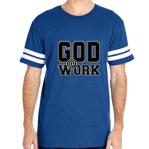 Mens Vintage Sport T-shirt God @ Work Print