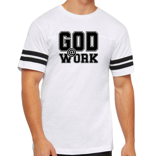 Mens Vintage Sport T-shirt God @ Work Print