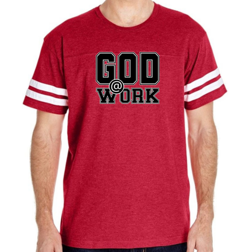 Mens Vintage Sport T-shirt God @ Work Print