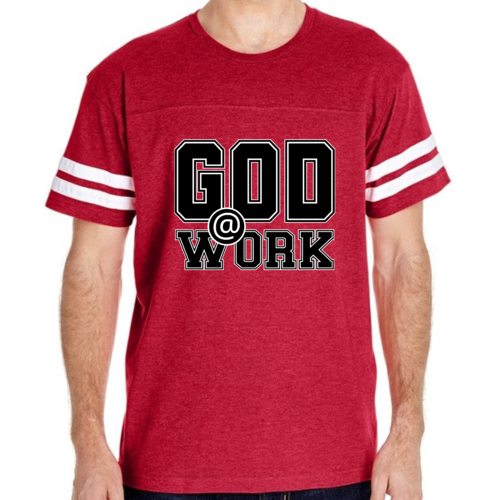 Mens Vintage Sport T-shirt God @ Work Print