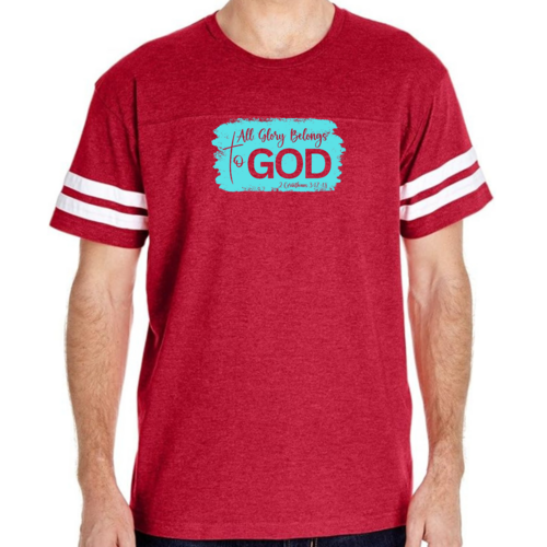 Mens Vintage Sport T-shirt All Glory Belongs to God Christian