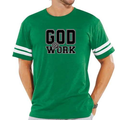Mens Vintage Sport T-shirt God @ Work Print