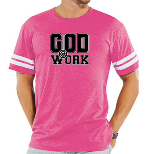 Mens Vintage Sport T-shirt God @ Work Print