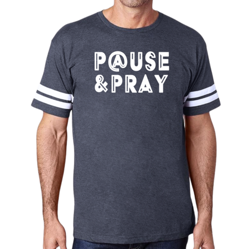 Mens Vintage Sport Graphic T-shirt Pause and Pray