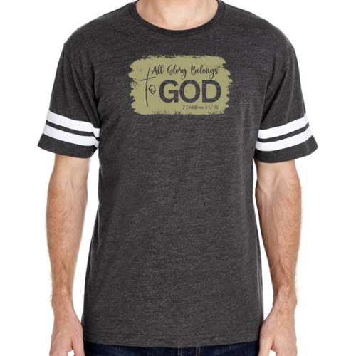 Mens Vintage Sport T-shirt All Glory Belongs to God - Olive Green