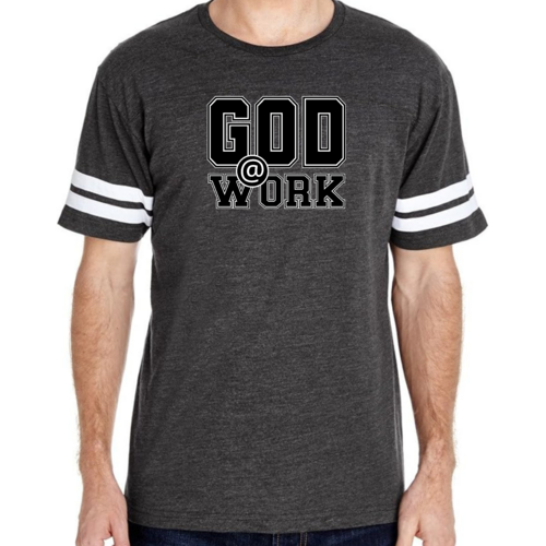 Mens Vintage Sport T-shirt God @ Work Print