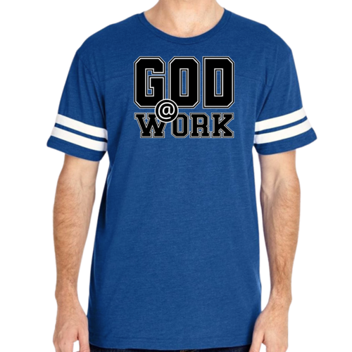 Mens Vintage Sport T-shirt God @ Work Print