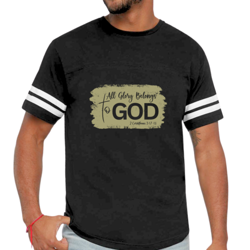 Mens Vintage Sport T-shirt All Glory Belongs to God - Olive Green