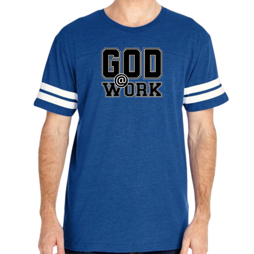 Mens Vintage Sport T-shirt God @ Work Print