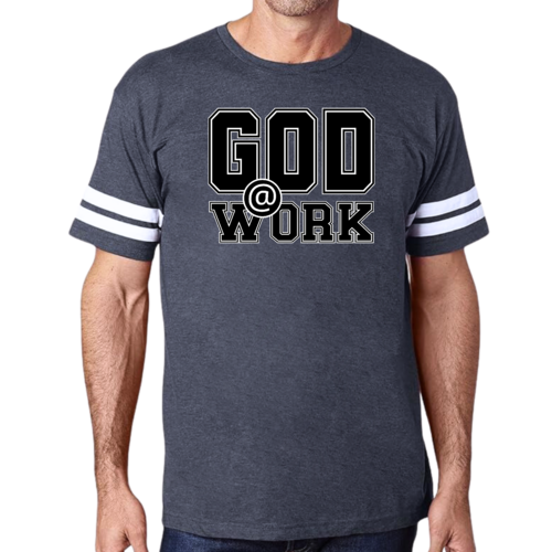 Mens Vintage Sport T-shirt God @ Work Print