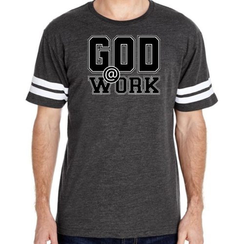 Mens Vintage Sport T-shirt God @ Work Print