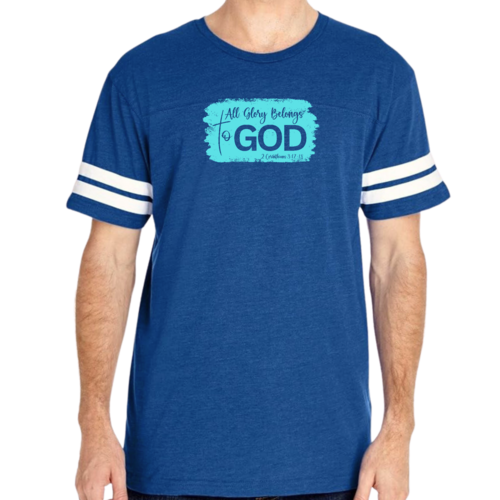 Mens Vintage Sport T-shirt All Glory Belongs to God Christian