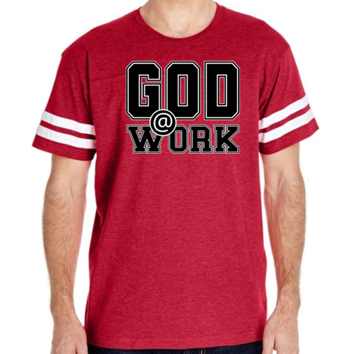 Mens Vintage Sport T-shirt God @ Work Print