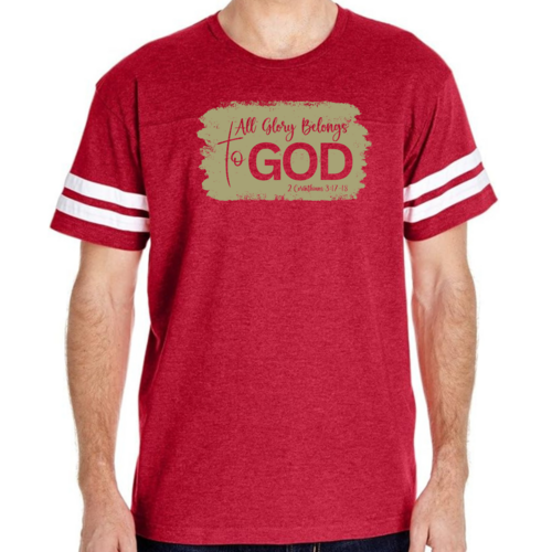 Mens Vintage Sport T-shirt All Glory Belongs to God - Olive Green