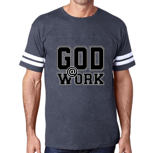 Mens Vintage Sport T-shirt God @ Work Print