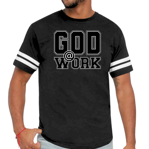 Mens Vintage Sport T-shirt God @ Work Print