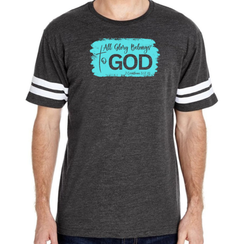 Mens Vintage Sport T-shirt All Glory Belongs to God Christian