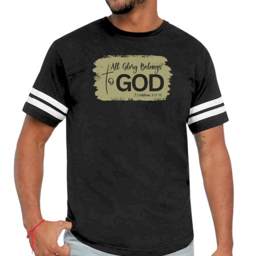 Mens Vintage Sport T-shirt All Glory Belongs to God - Olive Green