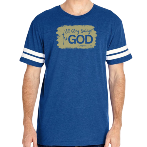 Mens Vintage Sport T-shirt All Glory Belongs to God - Olive Green