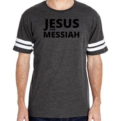Mens Vintage Sport Graphic T-shirt Jesus one Messiah Black