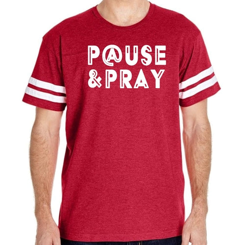 Mens Vintage Sport Graphic T-shirt Pause and Pray