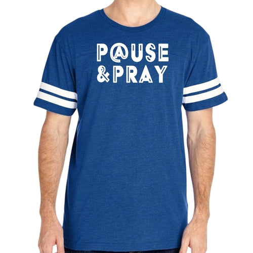Mens Vintage Sport Graphic T-shirt Pause and Pray